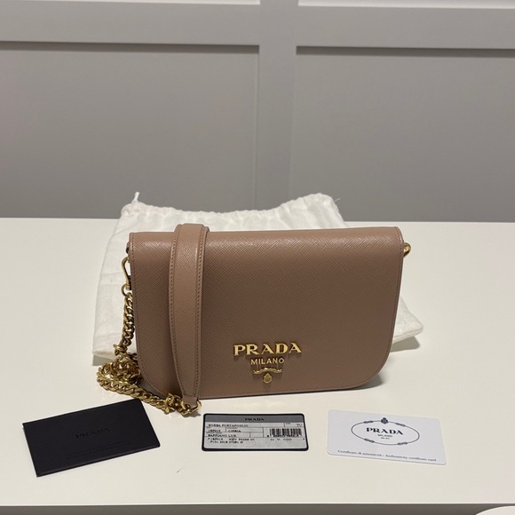 Prada Handbags - Prada Mini Saffiano Women's Powder Pink Leather Crossbody Bag
